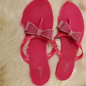 BOW DECOR FUCHSIA PINK FLIP FLOPS